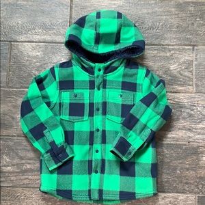 Boys Green buffalo fleece hooded jacket